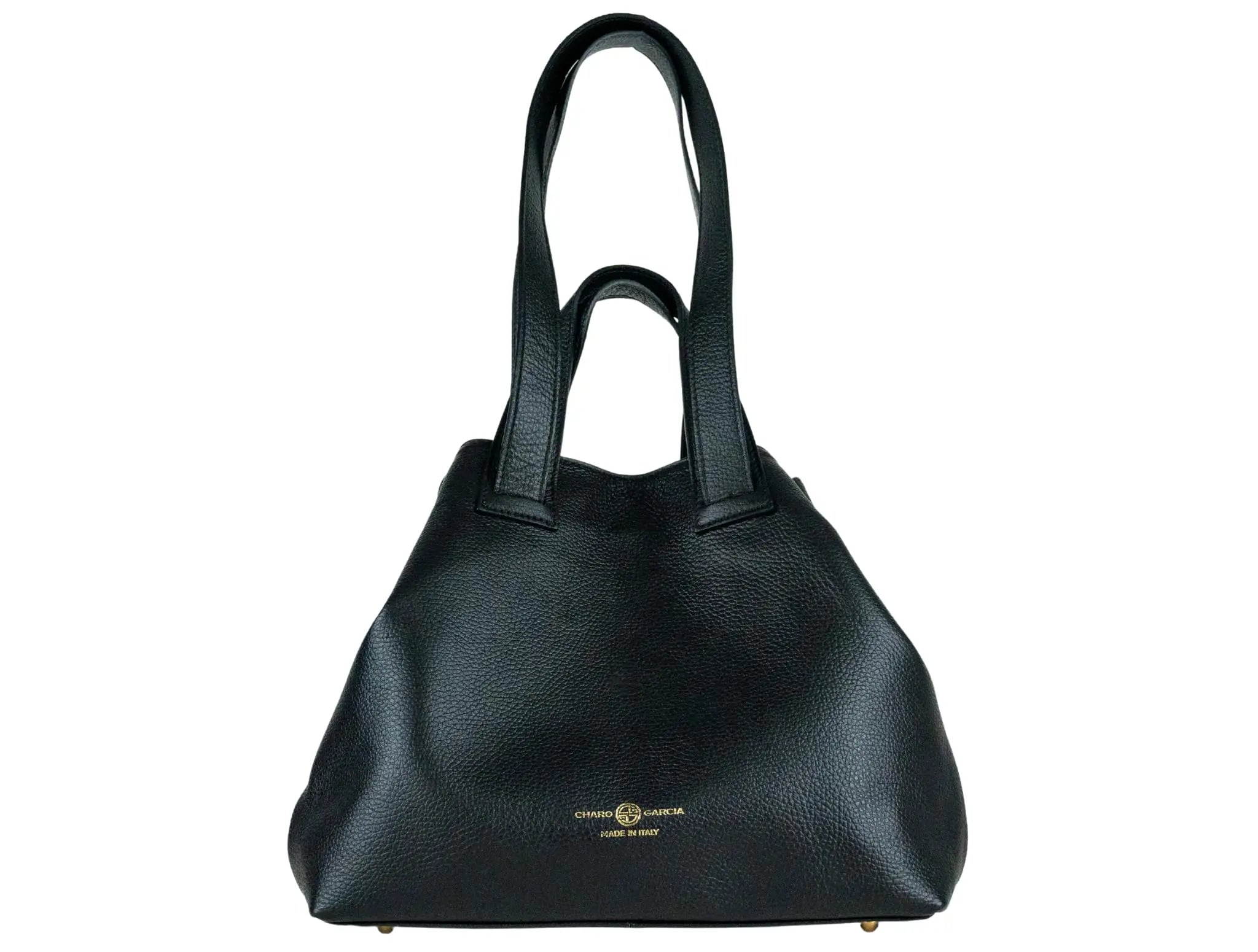 CHARO GARCIA Premium Italian Leather Handmade in Florence, Italy. Convertible 2-1 Satchel for Women Gabriela Collection Made in Italy (Black) - Charo García