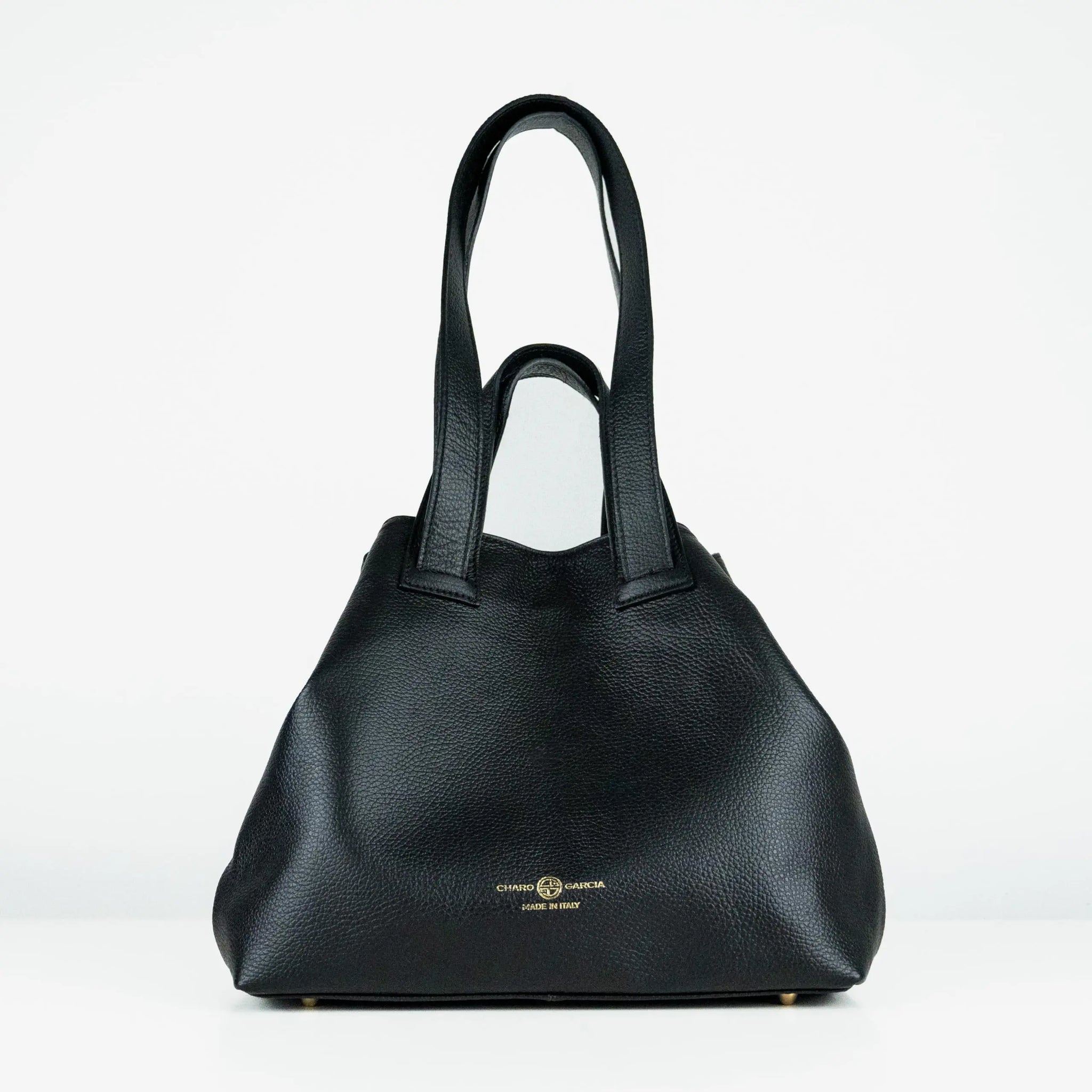 CHARO GARCIA Premium Italian Leather Handmade in Florence, Italy. Convertible 2-1 Satchel for Women Gabriela Collection Made in Italy (Black) - Charo García