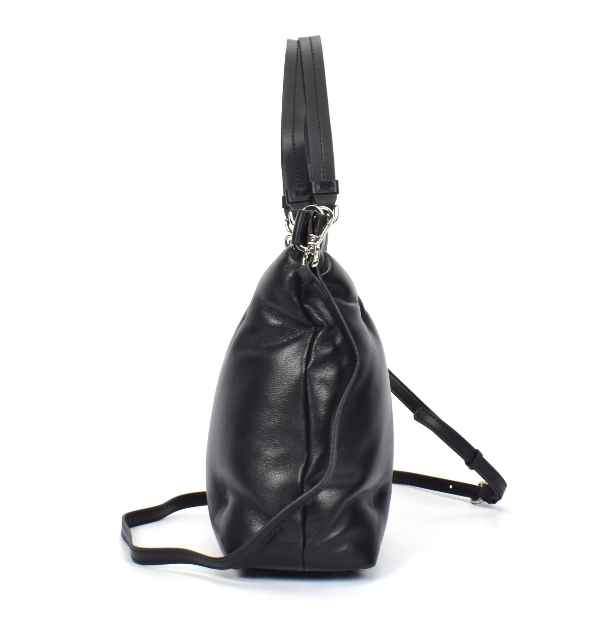 Premium Italian Leather Crossbody Bag for Women – 100% Genuine Leather Handbag. Shoulder Bag with Detachable Strap (Black) - Charo García