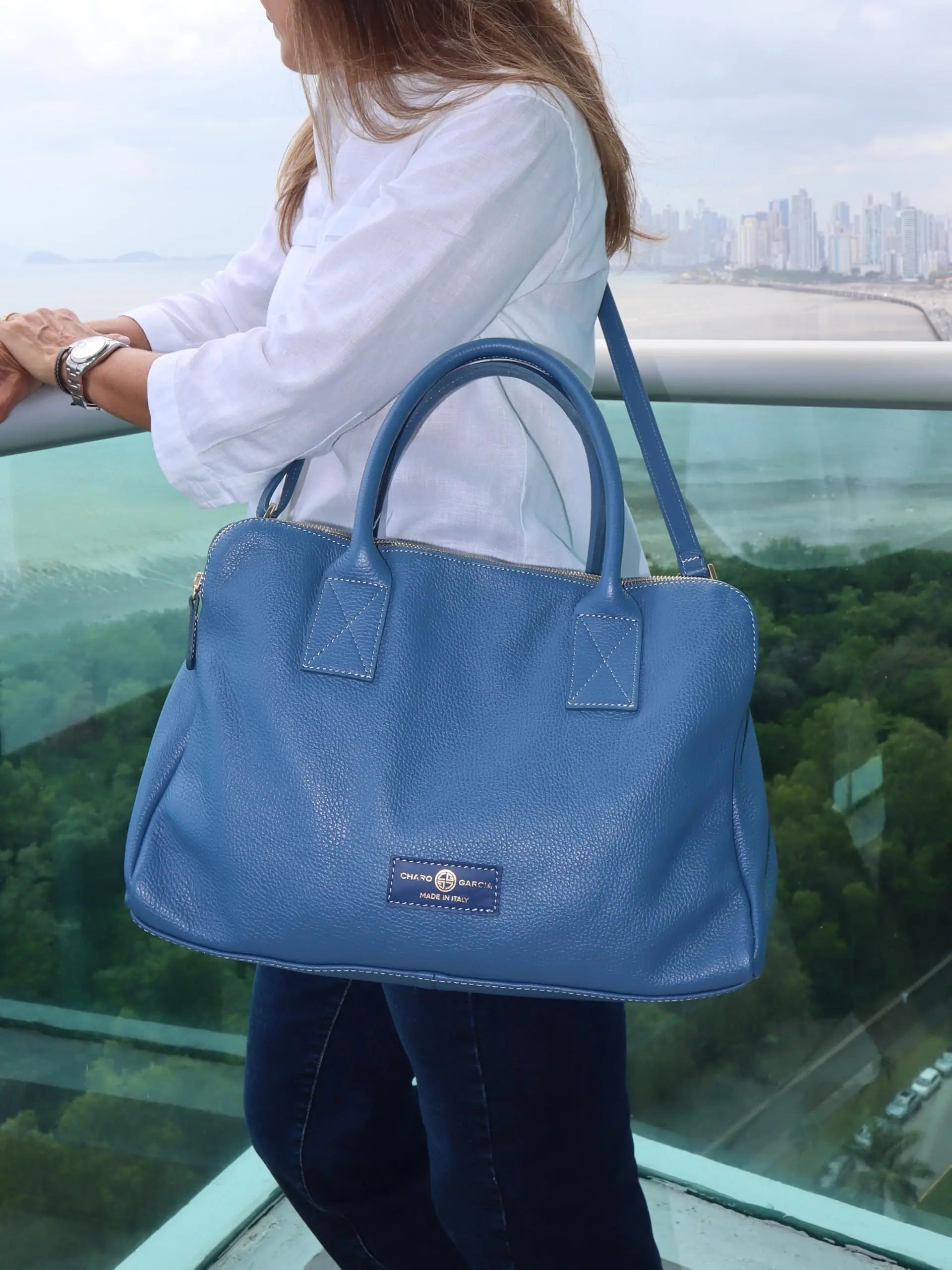 Premium Italian Leather Handmade in Florence, Italy. Satchel Shoulder Bags for Women with Classic Full Grain Leather. Rosario Collection Made in Italy (Black) - Charo García