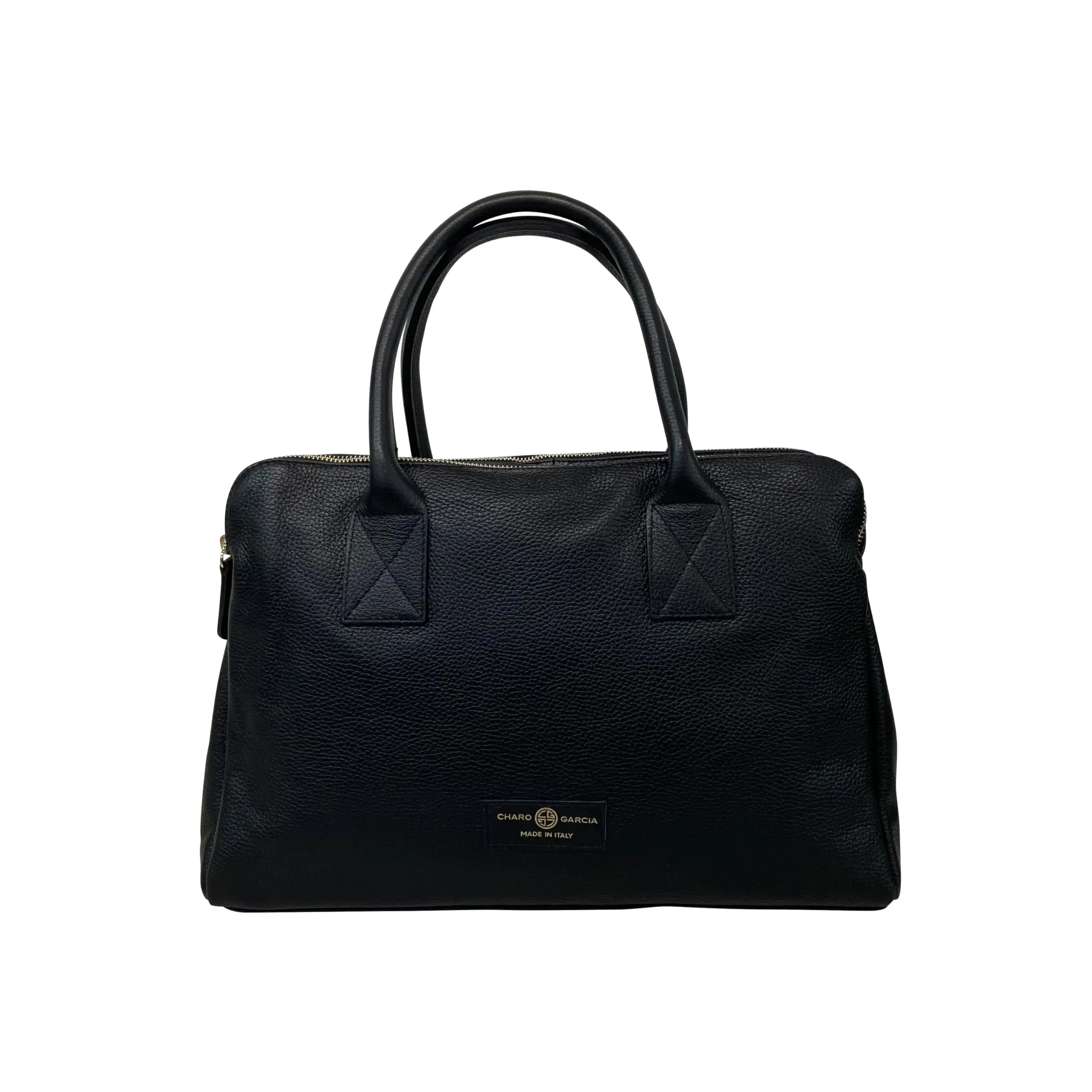 Premium Italian Leather Handmade in Florence, Italy. Satchel Shoulder Bags for Women with Classic Full Grain Leather. Rosario Collection Made in Italy (Black) - Charo García