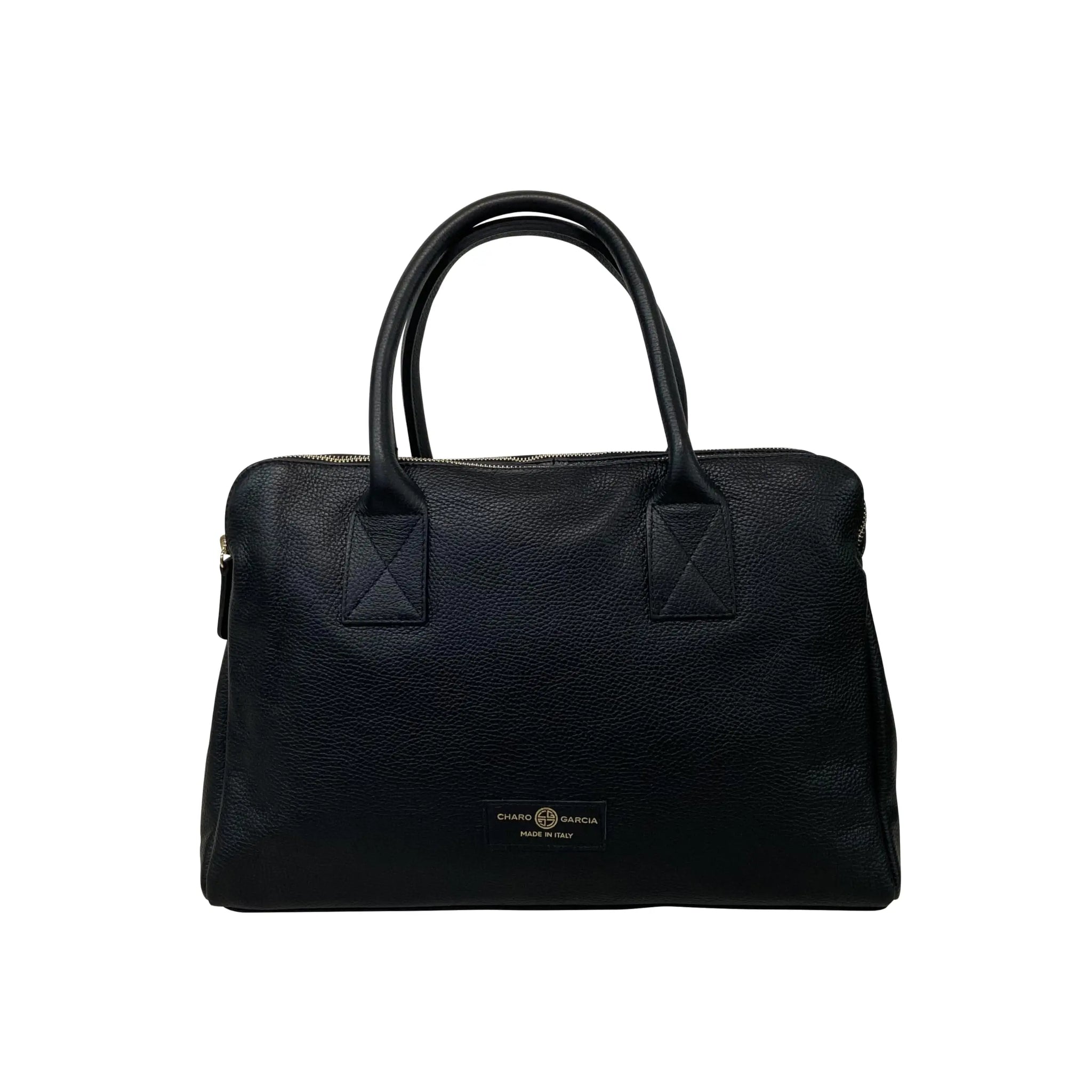 Premium Italian Leather Handmade in Florence, Italy. Satchel Shoulder Bags for Women with Classic Full Grain Leather. Rosario Collection Made in Italy (Black) - Charo García
