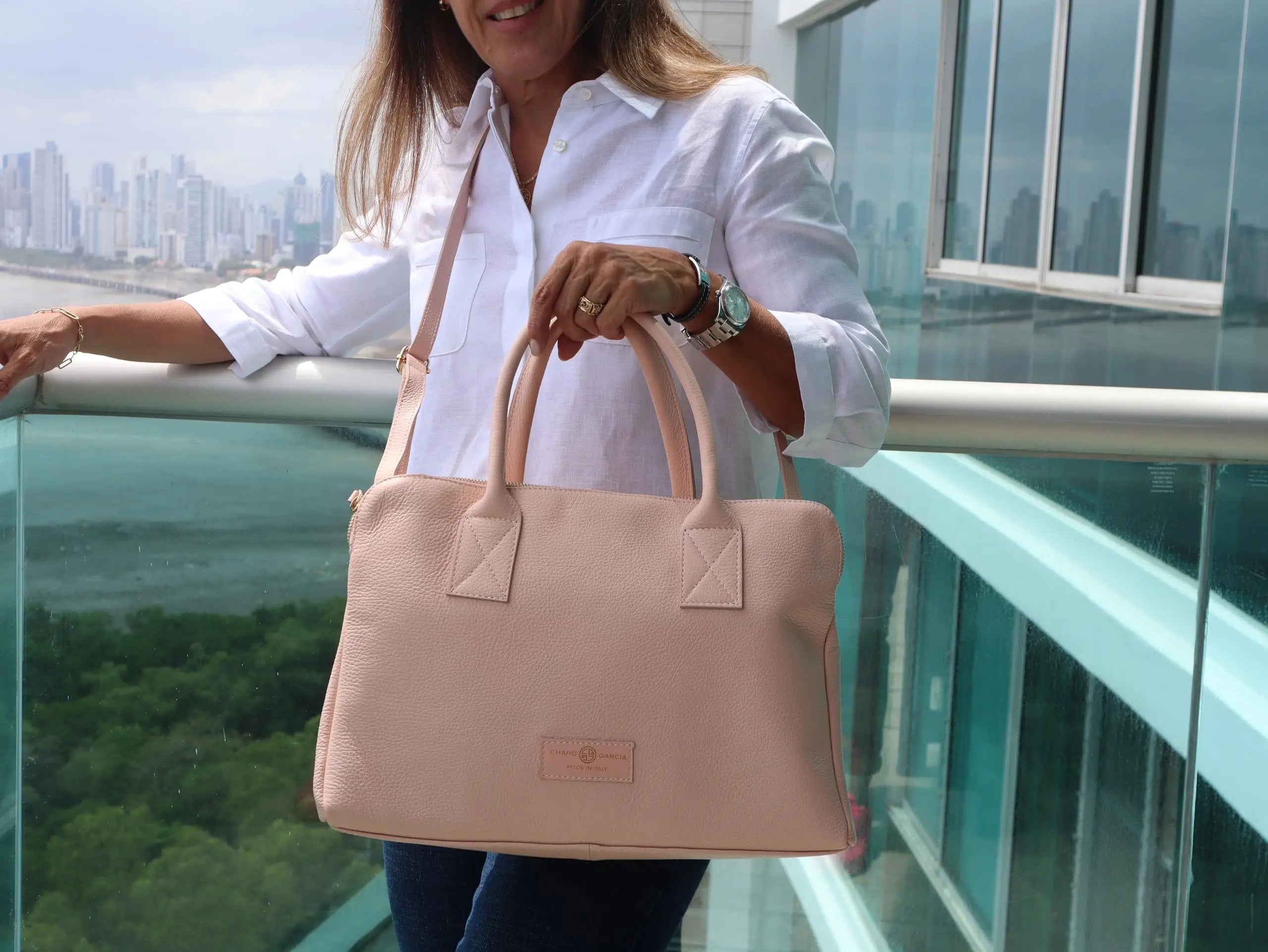 Premium Italian Leather Handmade in Florence, Italy. Satchel Shoulder Bags for Women with Classic Full Grain Leather. Rosario Collection Made in Italy (Black) - Charo García